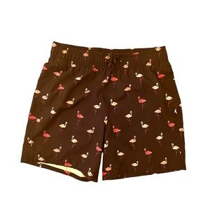 Hollister Mens Swimming Trunks Shorts Black Flamingo Print Size XS